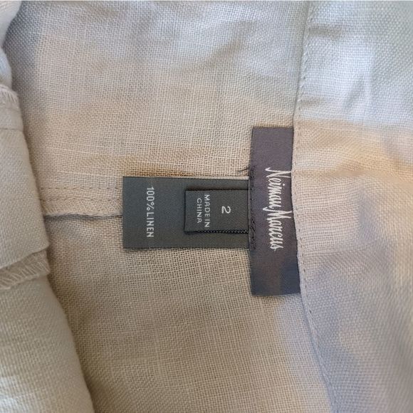 Neiman Marcus linen mom shorts sz 2 nwt light tan high waist - Picture 2 of 5